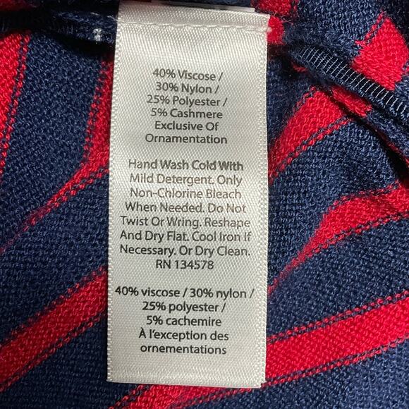 Vineyard Vines Womens Cashmere Striped Sweater Crewneck Deep Bay Red Blue sz XS - Picture 9 of 9